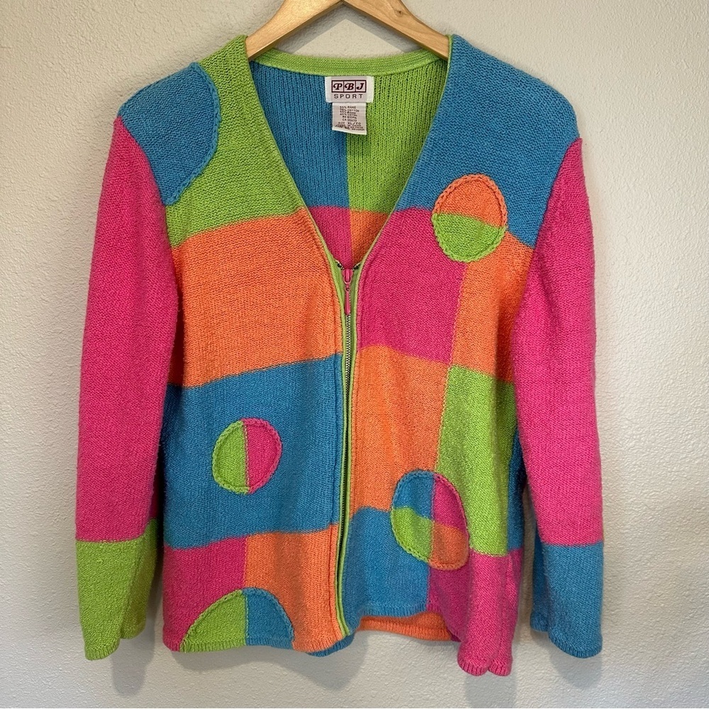 PBJ Sport Vintage Colorblock Zip-Up Sweater